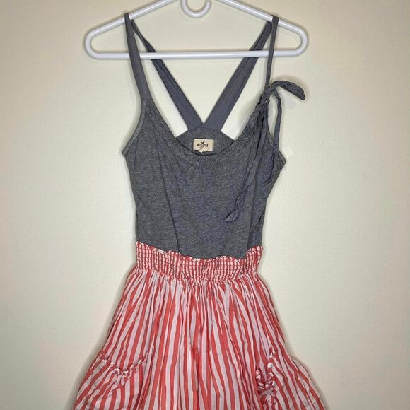 Girls Size Med Hollister Jumpsuit Gray W/ Red & White Striped Shorts Bottom - Picture 1 of 8